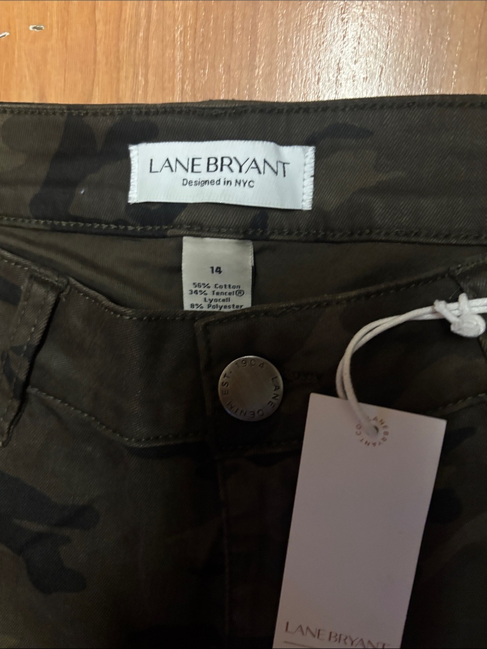 Lane Bryant Camo Super Stretch Skinny Pants Jeans Distressed Women’s Plus 14 NWT - Picture 8 of 12